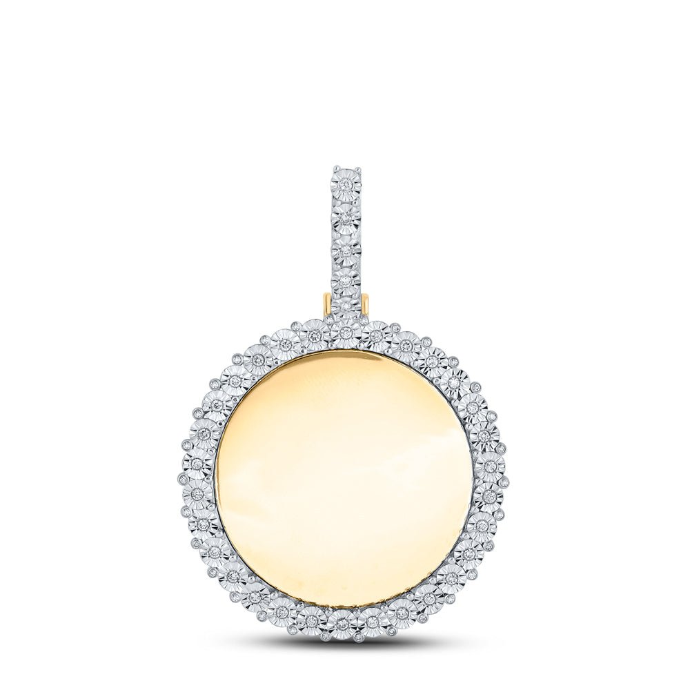 14K Yellow Gold Round Diamond Fanuk Memory Charm Pendant 5/8 Cttw - Splendid Jewellery