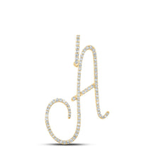 Load image into Gallery viewer, 14K Yellow Gold Round Diamond A Initial Letter Pendant 1/2 Cttw - Splendid Jewellery