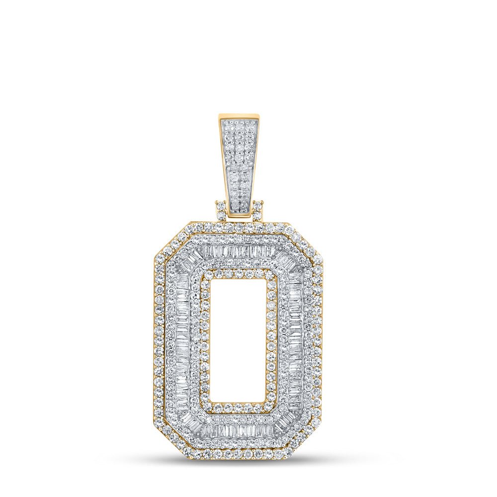 14K Two - tone Gold Baguette Diamond Cn Initial "O" Charm Pendant 2 1/5 Cttw - Splendid Jewellery