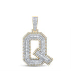 14K Two - tone Gold Round Diamond Cn Initial "Q" Charm Pendant 2 1/5 Cttw - Splendid Jewellery