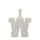 14K Two - tone Gold Round Diamond Cn Initial "W" Charm Pendant 3 Cttw - Splendid Jewellery