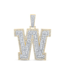 Load image into Gallery viewer, 14K Two - tone Gold Round Diamond Cn Initial "W" Charm Pendant 3 Cttw - Splendid Jewellery