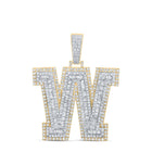 14K Two - tone Gold Round Diamond Cn Initial "W" Charm Pendant 3 Cttw - Splendid Jewellery