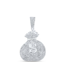 Load image into Gallery viewer, Sterling Silver Round Diamond P1 Money Dollar Bag Charm Pendant 1 Cttw - Splendid Jewellery
