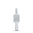 Sterling Silver Round Diamond Hair Brush Pendant 3/8 Cttw - Splendid Jewellery