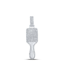 Load image into Gallery viewer, Sterling Silver Round Diamond Hair Brush Pendant 3/8 Cttw - Splendid Jewellery