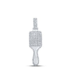 Sterling Silver Round Diamond Hair Brush Pendant 3/8 Cttw - Splendid Jewellery
