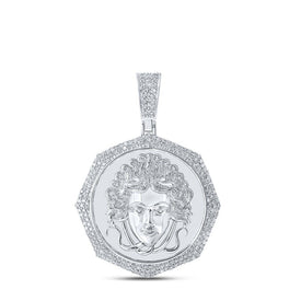 Sterling Silver Round Diamond P1 Medusa Charm Pendant 1 1/4 Cttw - Splendid Jewellery