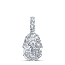 Sterling Silver Round Diamond P1 Egyptian Queen Charm Pendant 2 1/2 Cttw - Splendid Jewellery