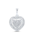 Sterling Silver Round Diamond Heart Pendant 1/8 Cttw - Splendid Jewellery