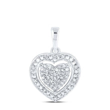 Load image into Gallery viewer, Sterling Silver Round Diamond Heart Pendant 1/8 Cttw - Splendid Jewellery