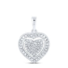 Sterling Silver Round Diamond Heart Pendant 1/8 Cttw - Splendid Jewellery