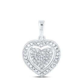 Sterling Silver Round Diamond Heart Pendant 1/8 Cttw - Splendid Jewellery
