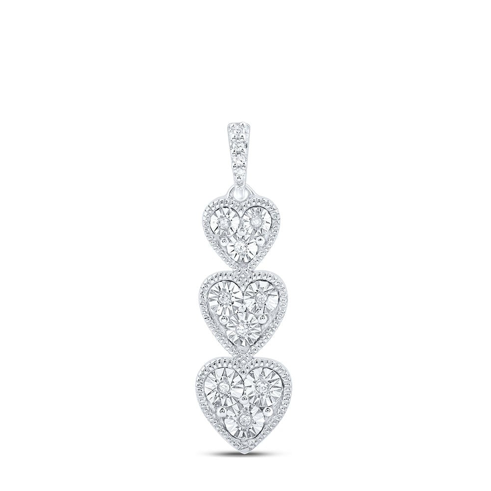 Sterling Silver Round Diamond Heart Pendant 1/20 Cttw - Splendid Jewellery