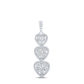 Sterling Silver Round Diamond Heart Pendant 1/20 Cttw - Splendid Jewellery