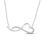 Sterling Silver Round Diamond Heart Necklace 1/12 Cttw - Splendid Jewellery