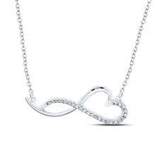 Load image into Gallery viewer, Sterling Silver Round Diamond Heart Necklace 1/12 Cttw - Splendid Jewellery