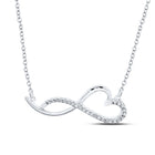 Sterling Silver Round Diamond Heart Necklace 1/12 Cttw - Splendid Jewellery
