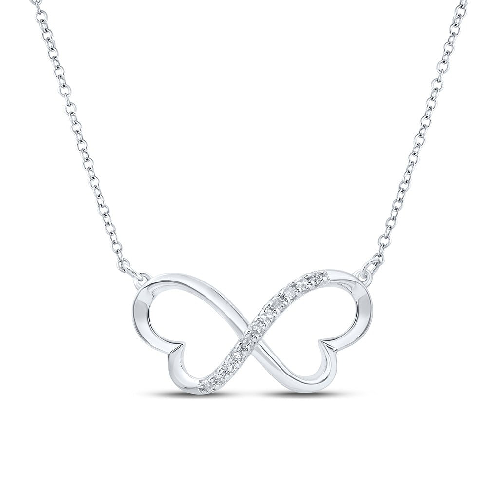 Sterling Silver Round Diamond P2 Gift Heart Necklace 1/12 Cttw - Splendid Jewellery