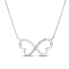 Sterling Silver Round Diamond P2 Gift Heart Necklace 1/12 Cttw - Splendid Jewellery