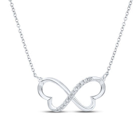 Sterling Silver Round Diamond P2 Gift Heart Necklace 1/12 Cttw - Splendid Jewellery