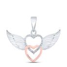 Sterling Silver Round Diamond Gift Heart Pendant 1/20 Cttw - Splendid Jewellery