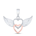 Sterling Silver Round Diamond Gift Heart Pendant 1/20 Cttw - Splendid Jewellery