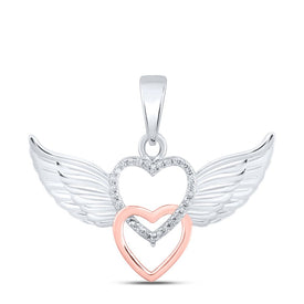 Sterling Silver Round Diamond Gift Heart Pendant 1/20 Cttw - Splendid Jewellery