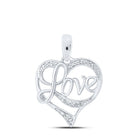Sterling Silver Round Diamond Gift Heart Pendant 1/20 Cttw - Splendid Jewellery
