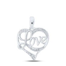Load image into Gallery viewer, Sterling Silver Round Diamond Gift Heart Pendant 1/20 Cttw - Splendid Jewellery