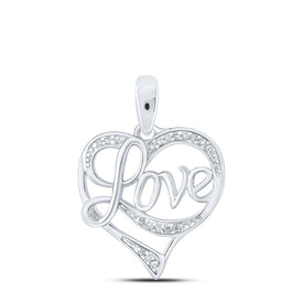 Sterling Silver Round Diamond Gift Heart Pendant 1/20 Cttw - Splendid Jewellery