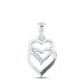 Sterling Silver Round Diamond Gift Heart Pendant 1/20 Cttw - Splendid Jewellery