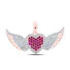 10K Rose Gold Round Natural Ruby Heart Pendant 1/4 Cttw - Splendid Jewellery