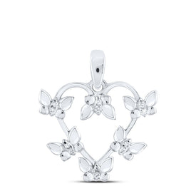 Sterling Silver Round Diamond Gift Heart Pendant 1/20 Cttw - Splendid Jewellery