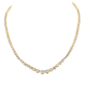 14K Yellow Gold Round Diamond Tennis Necklace (18 Inch) 7 7/8 Cttw - Splendid Jewellery