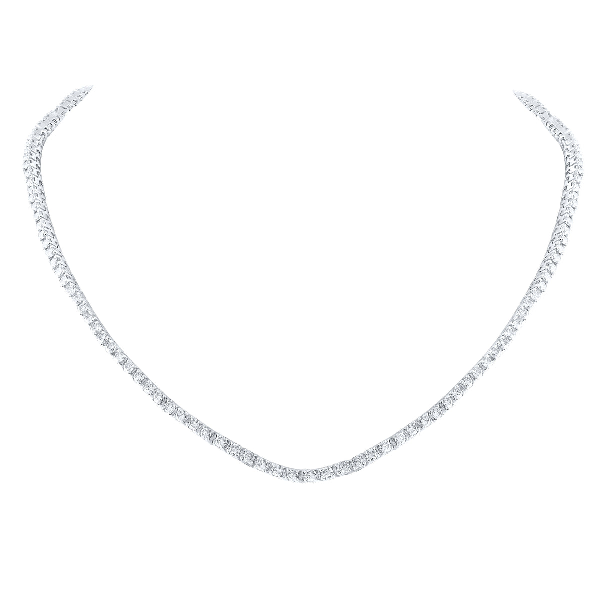 14K White Gold Round Diamond Tennis Necklace (16 Inch) 2 7/8 Cttw - Splendid Jewellery