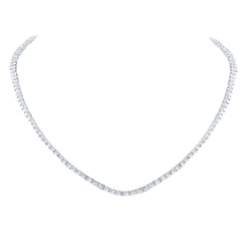 14K White Gold Round Diamond Tennis Necklace (16 Inch) 2 7/8 Cttw - Splendid Jewellery