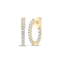 Load image into Gallery viewer, 14K Yellow Gold Elegant Hoop Earrings with Diamond with Fine Detail - Splendid Jewellery
