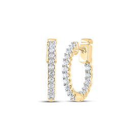 14K Yellow Gold Elegant Hoop Earrings with Diamond with Fine Detail - Splendid Jewellery