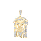 10K Yellow Gold Round Diamond Jesus Face Charm Pendant 4 7/8 Cttw - Splendid Jewellery