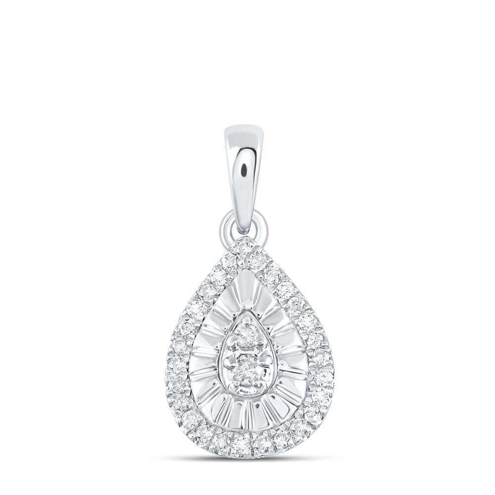Sterling Silver Round Diamond P3 Gift Pear Pendant 1/8 Cttw - Splendid Jewellery