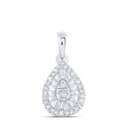 Sterling Silver Round Diamond P3 Gift Pear Pendant 1/8 Cttw - Splendid Jewellery