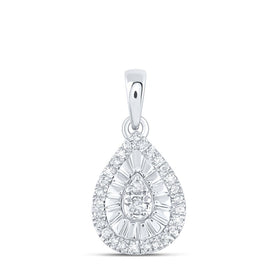 Sterling Silver Round Diamond P3 Gift Pear Pendant 1/8 Cttw - Splendid Jewellery