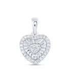 Sterling Silver Round Diamond Heart Pendant 1/8 Cttw - Splendid Jewellery