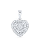 Sterling Silver Round Diamond Heart Pendant 1/8 Cttw - Splendid Jewellery