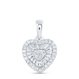 Sterling Silver Round Diamond Heart Pendant 1/8 Cttw - Splendid Jewellery