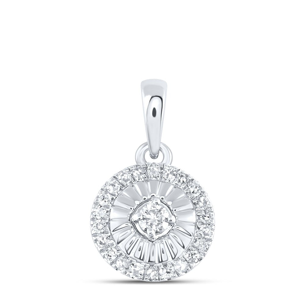 Sterling Silver Round Diamond P3 Gift Circle Pendant 1/8 Cttw - Splendid Jewellery