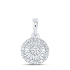 Sterling Silver Round Diamond P3 Gift Circle Pendant 1/8 Cttw - Splendid Jewellery