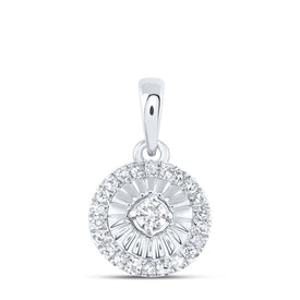 Sterling Silver Round Diamond P3 Gift Circle Pendant 1/8 Cttw - Splendid Jewellery