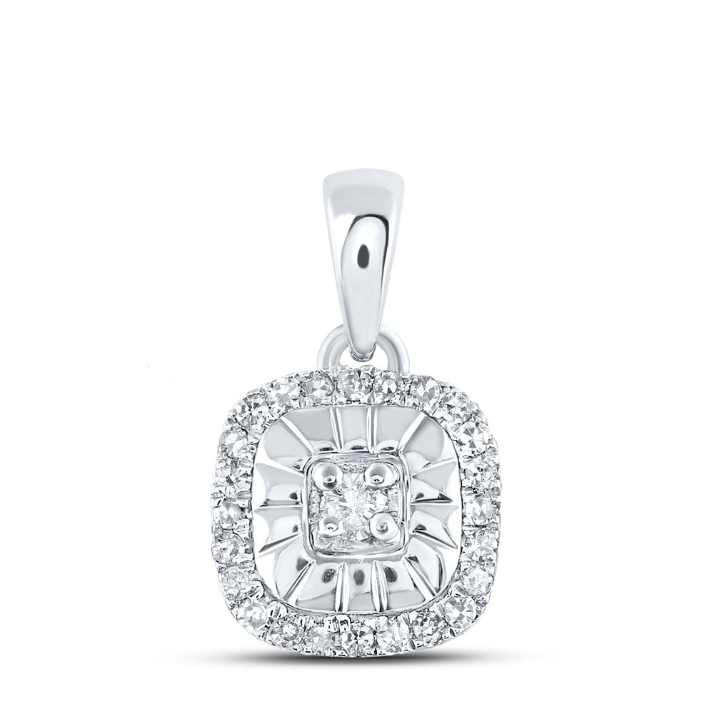 Sterling Silver Round Diamond P3 Gift Cushion Pendant 1/8 Cttw - Splendid Jewellery